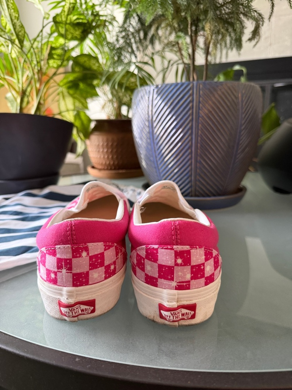 Vans Hot Pink and White Checkerboard Slip-On Shoes - Picture 3 of 4